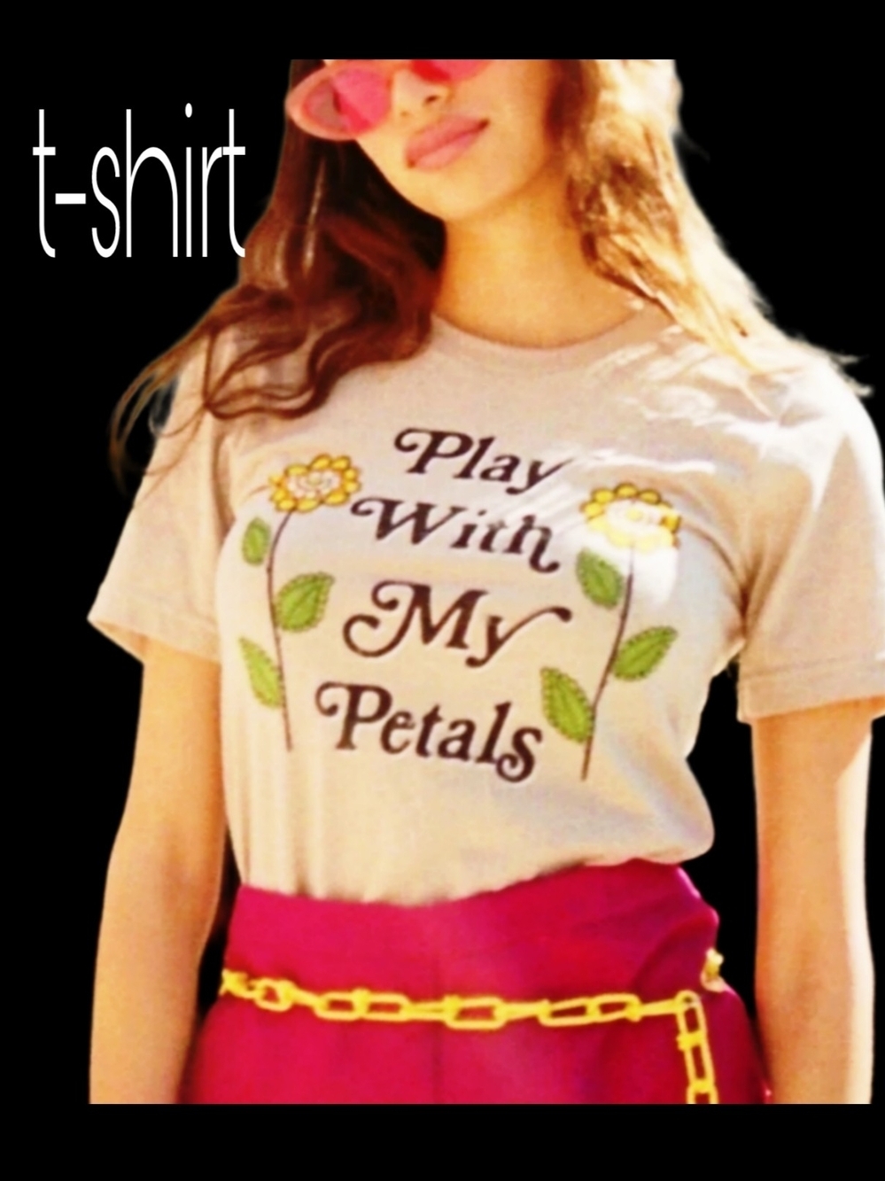 Retro ModCloth Top Best Goods Beige 'Play With My Petals' Graphic Tee